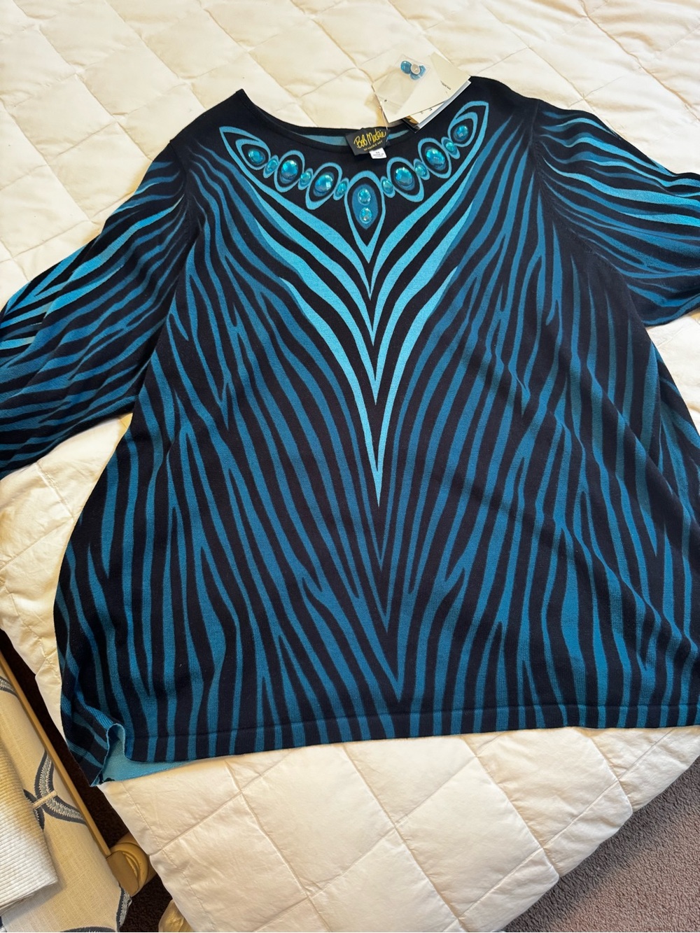 Bob Mackie wearable art med weight sweater.   Beautiful